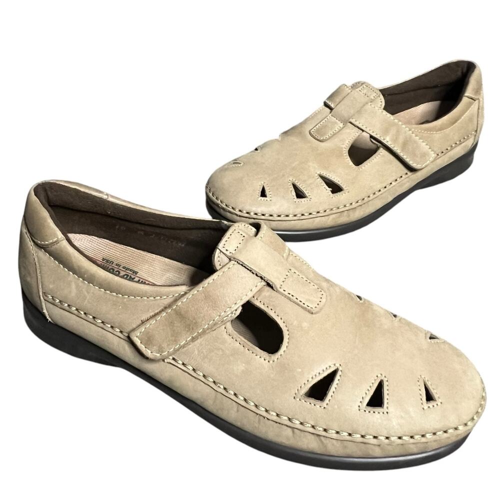 SAS Roamer Shoes Womens‎ 10 Beige Moccasin Leather Slip On Adjustable Comfort